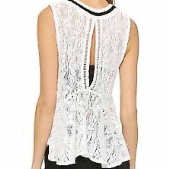 Free People Maisie Lace Peplum Tank Top White S-M - Picture 8 of 16